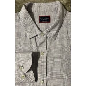 UnTuckit 100% Linen Button Up Lavender Purple Plaid Casual Shirt Size‎ 2XL